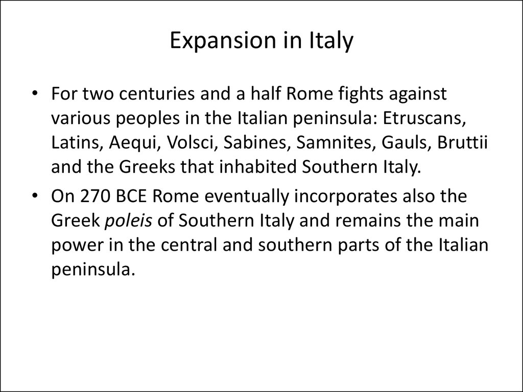 Expansion in Italy