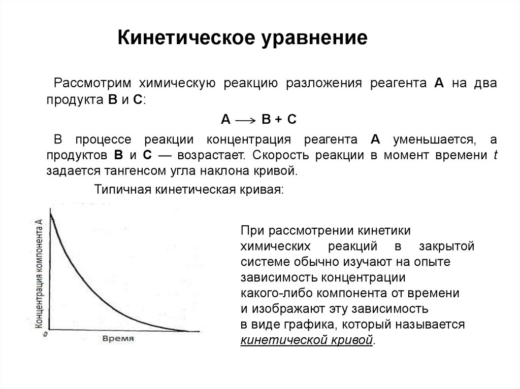 Кинетические уравнения прямой и обратной реакции