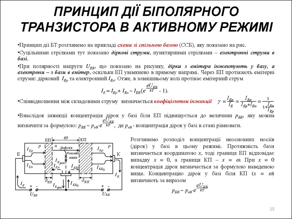 ПРИНЦИП ДІЇ БІПОЛЯРНОГО ТРАНЗИСТОРА В АКТИВНОМУ РЕЖИМІ