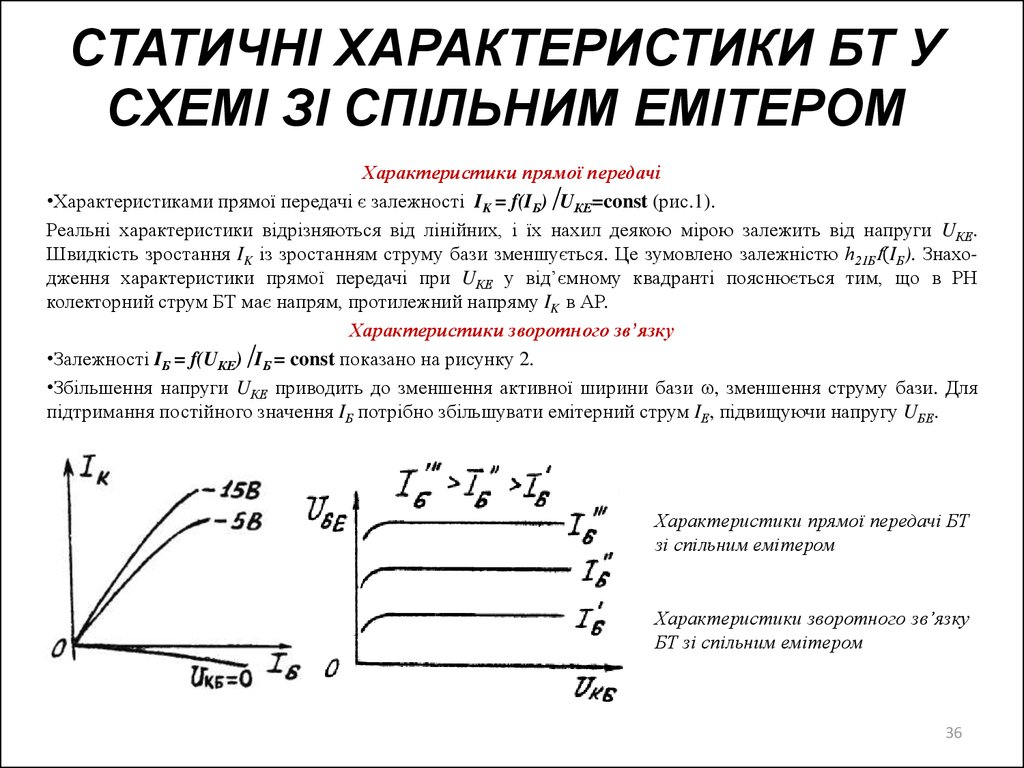 СТАТИЧНІ ХАРАКТЕРИСТИКИ БТ У СХЕМІ ЗІ СПІЛЬНИМ ЕМІТЕРОМ