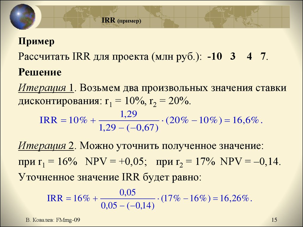 Npv irr инвестиционного проекта