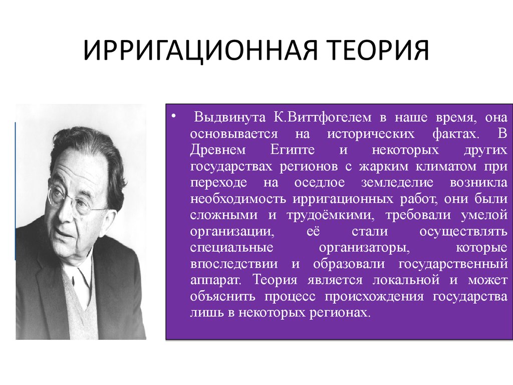 Основалась на теории. Виттфогель ирригационная теория. Теория государства Виттфогель. Ирригационная (гидравлическая) теория. Теория возникновения государства Виттфогеля.