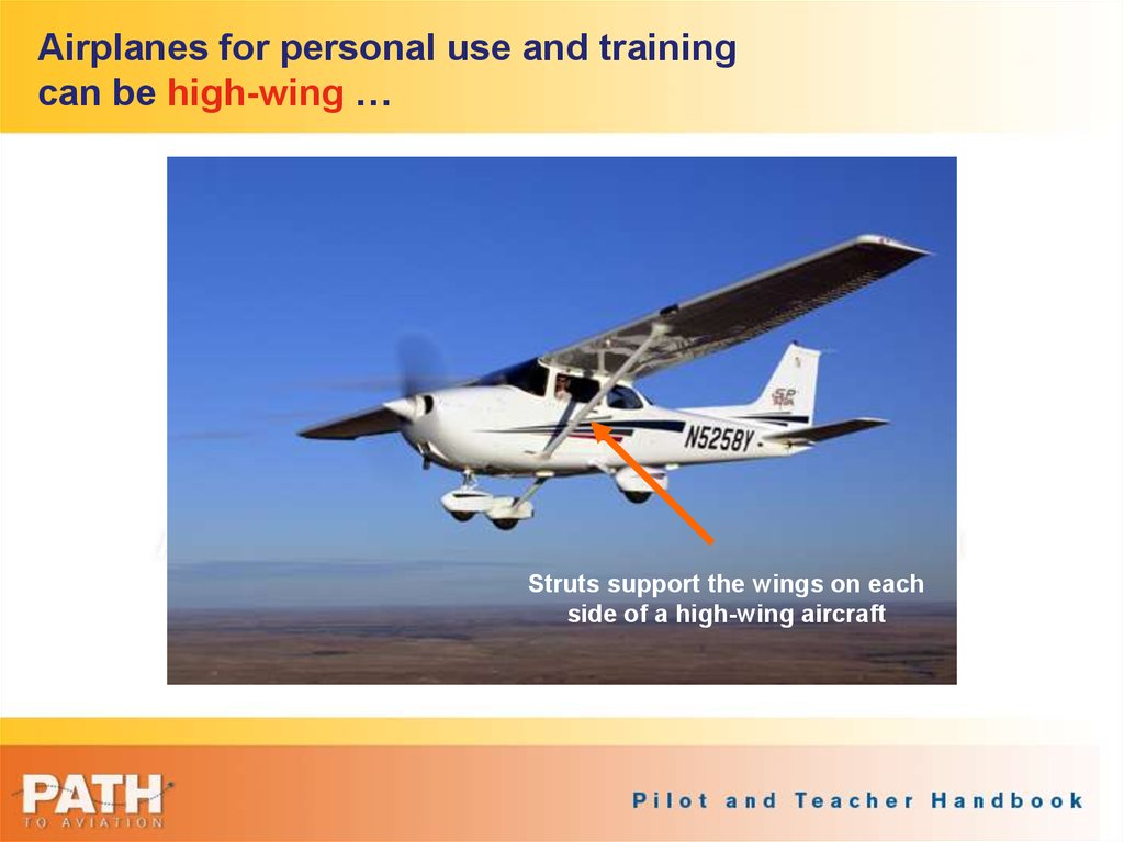 Airplanes for personal use and training can be high-wing …