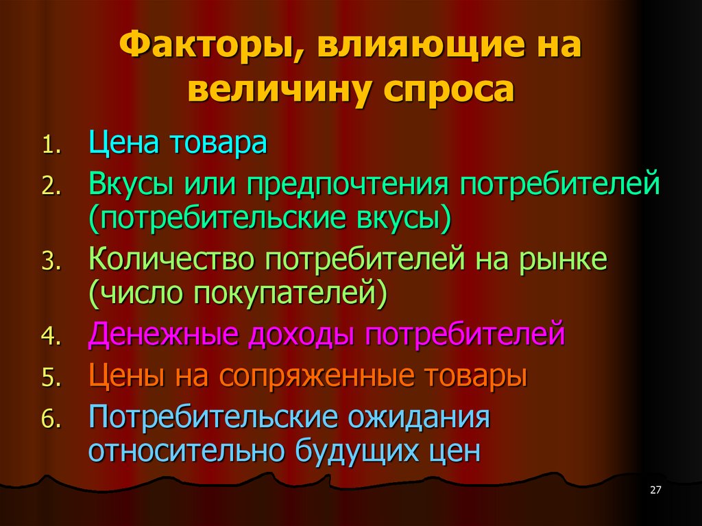 Факторы влияющие на величину