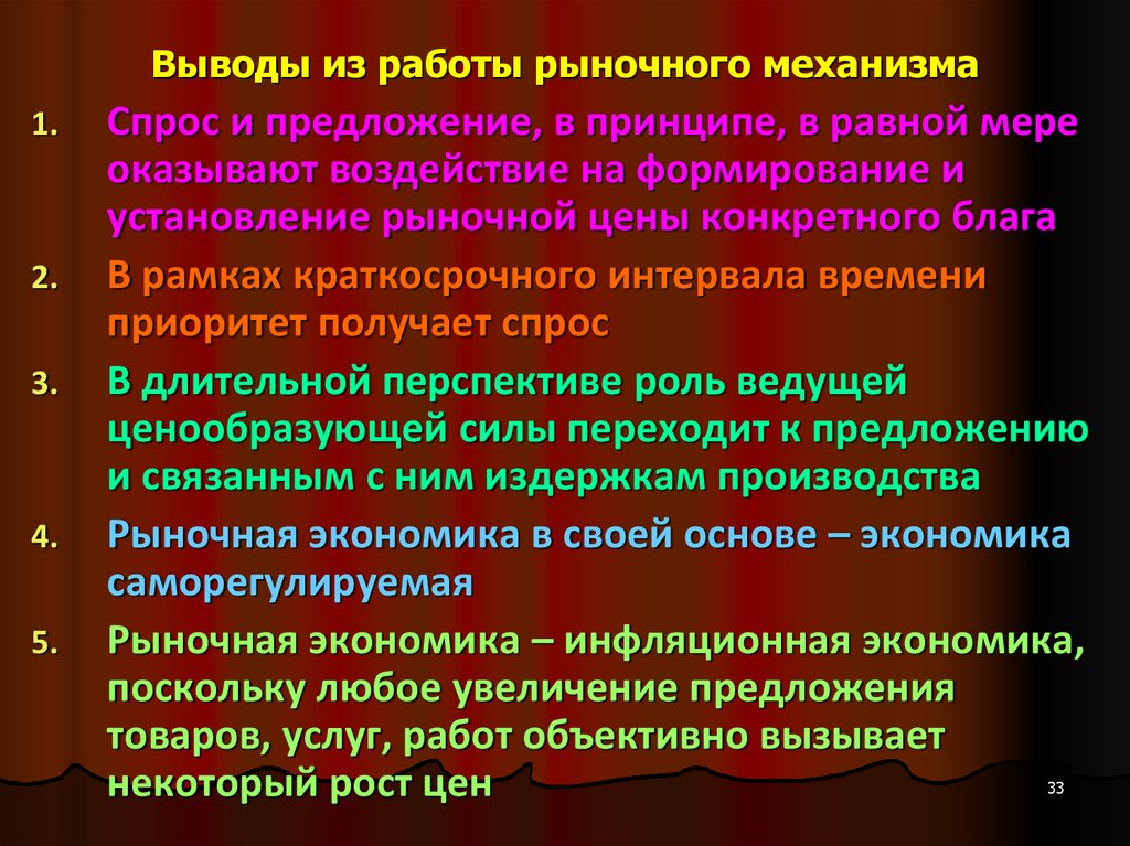 Механизм рыночного регулирования спроса и предложения