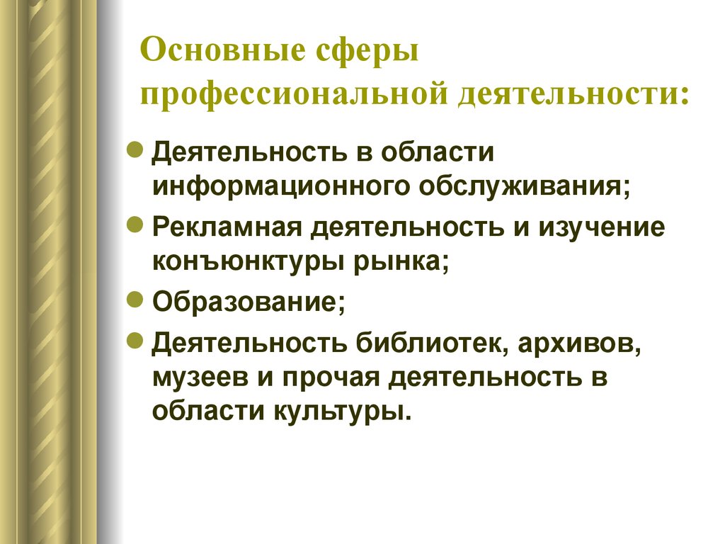 Сферы профессиональной деятельности начального образования