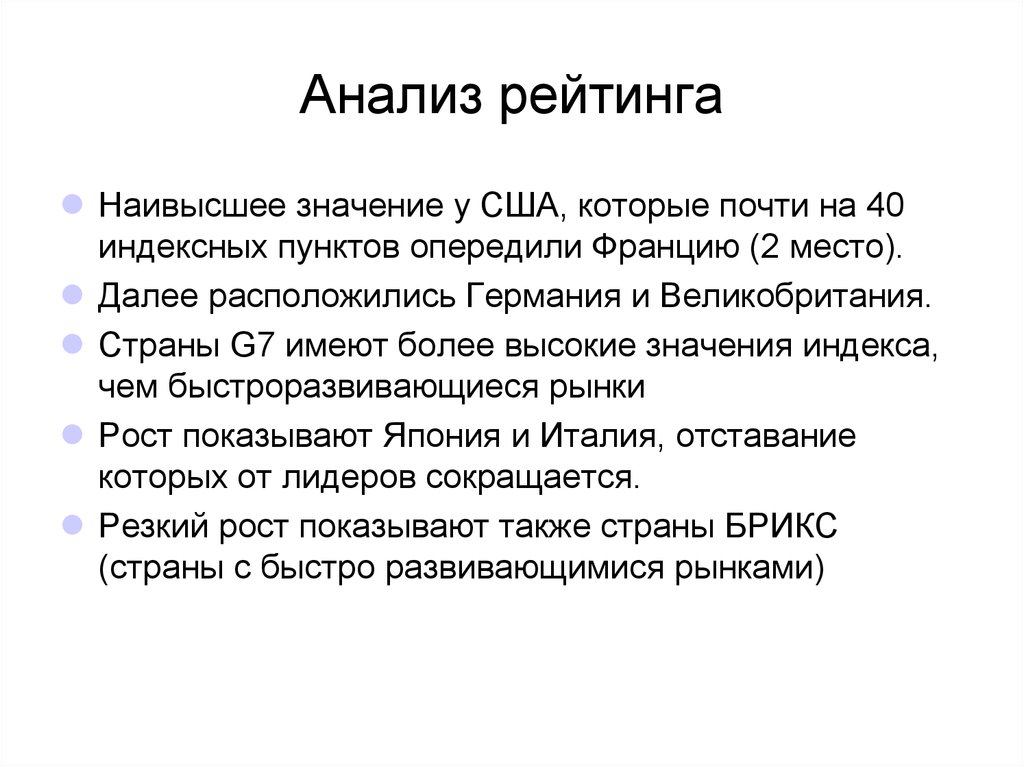 Аналитический рейтинг. Анализ рейтинга. PR Страна. Пункты анализа. Высокая важность.