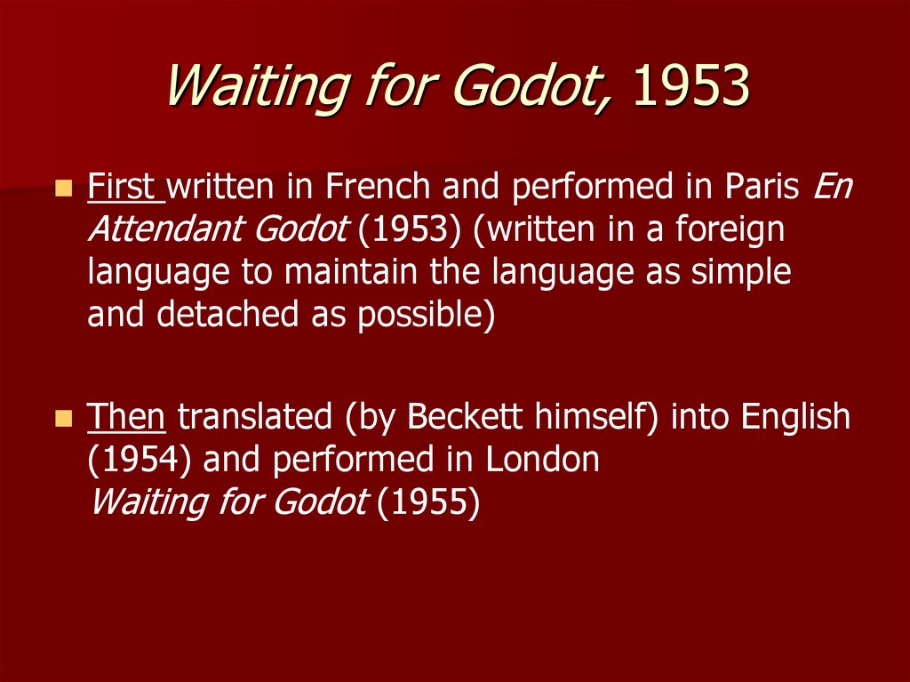 Waiting for Godot, 1953