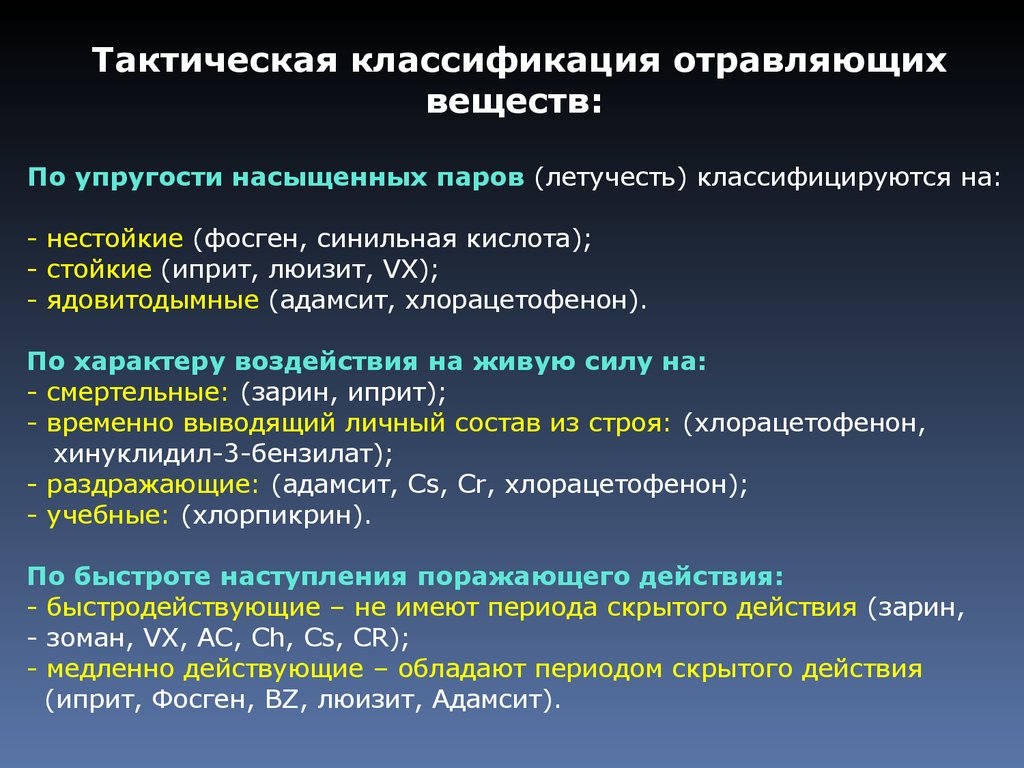 Химические отравляющие вещества. Классификация отравляющих веществ химического оружия. Тактическая классификация химического оружия. Тактическая классификация отравляющих веществ. Химическое оружие люизит.