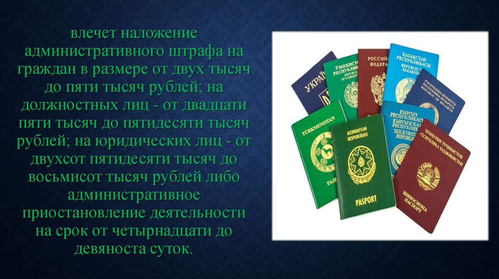 Ответственность иностранных граждан. Презентация гражданство в РК. Привлечение к ответственности иностранных граждан. Влечет наложение штрафа как на граждан так и на должностных лиц. Должностных лиц 50 тыс. Рублей ( отдельных случаях.