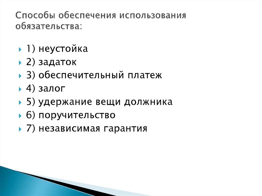 Способы прекращения обязательств в гражданском праве презентация