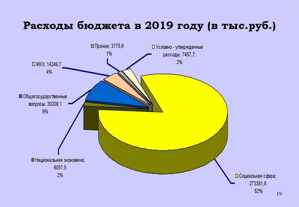 Расходы бюджета в 2019 году (в тыс.руб.)