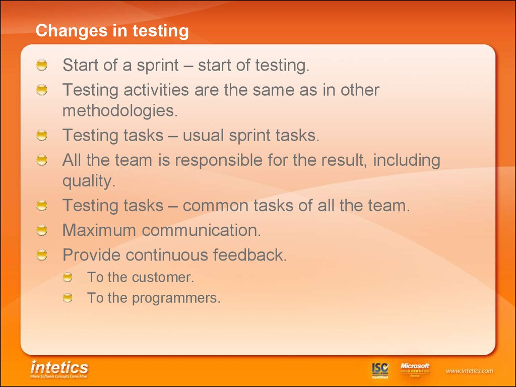 Changes in testing
