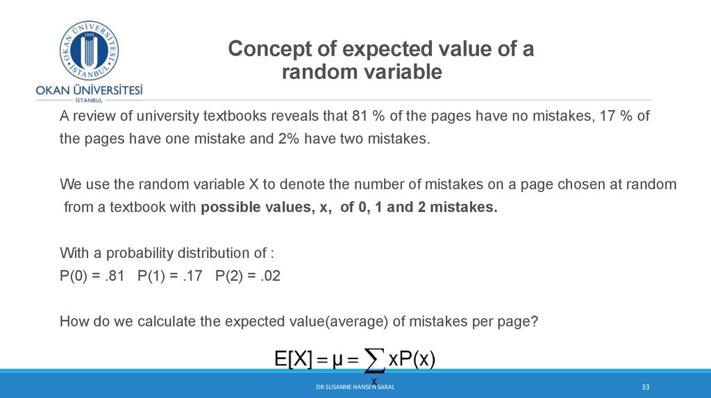 Concept of expected value of a random variable