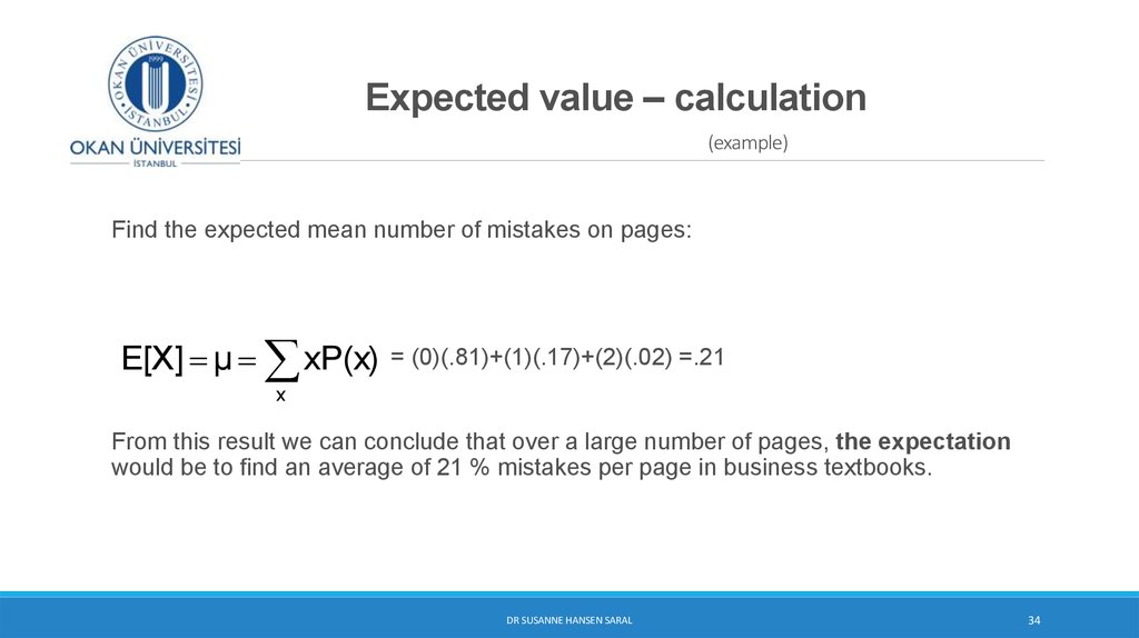 Expected value – calculation (example)