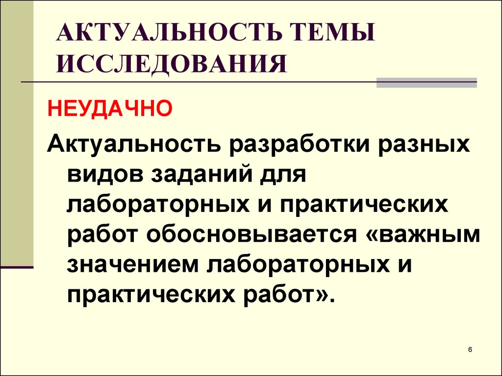 Актуальность темы исследования