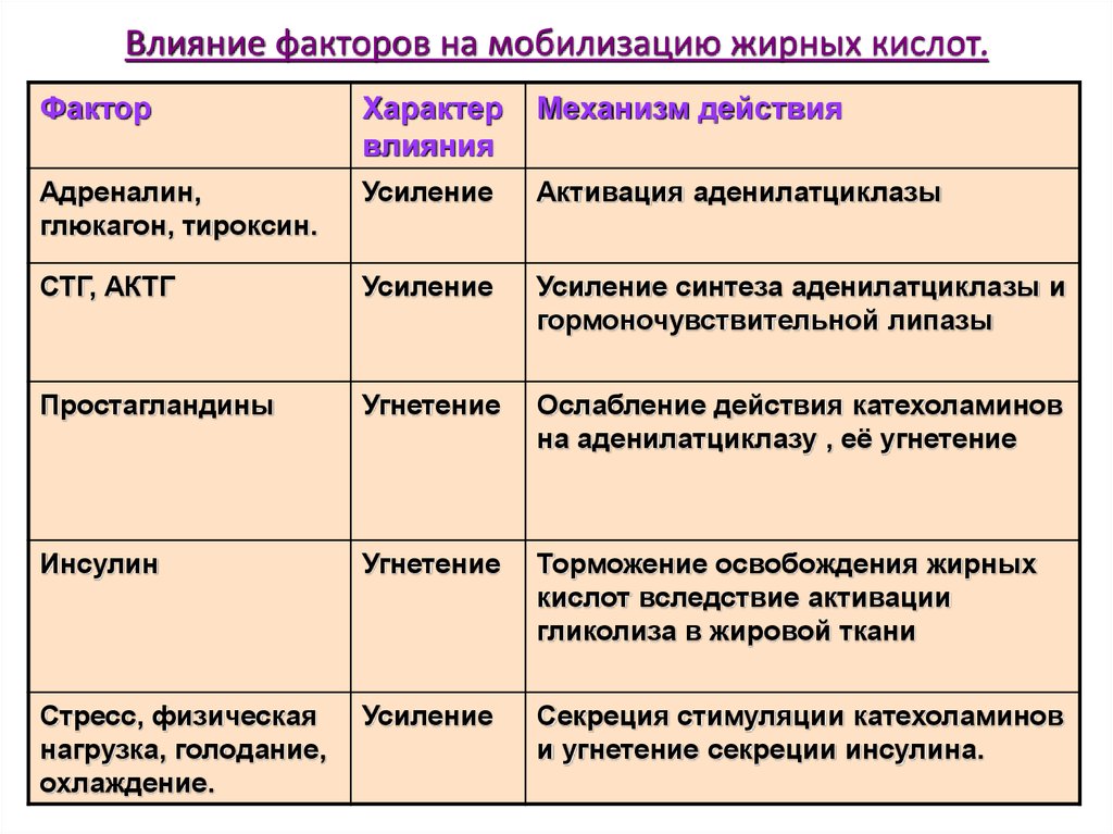 Фактор кислоты. Регуляция и патология липидного обмена.. Тироксин влияние на углеводный обмен. Факторы, влияющие на липидный обмен. Влияние гормонов на обмен углеводов.