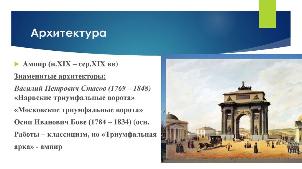 19 н. Московские триумфальные ворота Василий Петрович Стасов. Архитектура 19 века в России Ампир триумфальные ворота. Василий Петрович Стасов Нарвские ворота. Фамилии архитекторов XIX века.