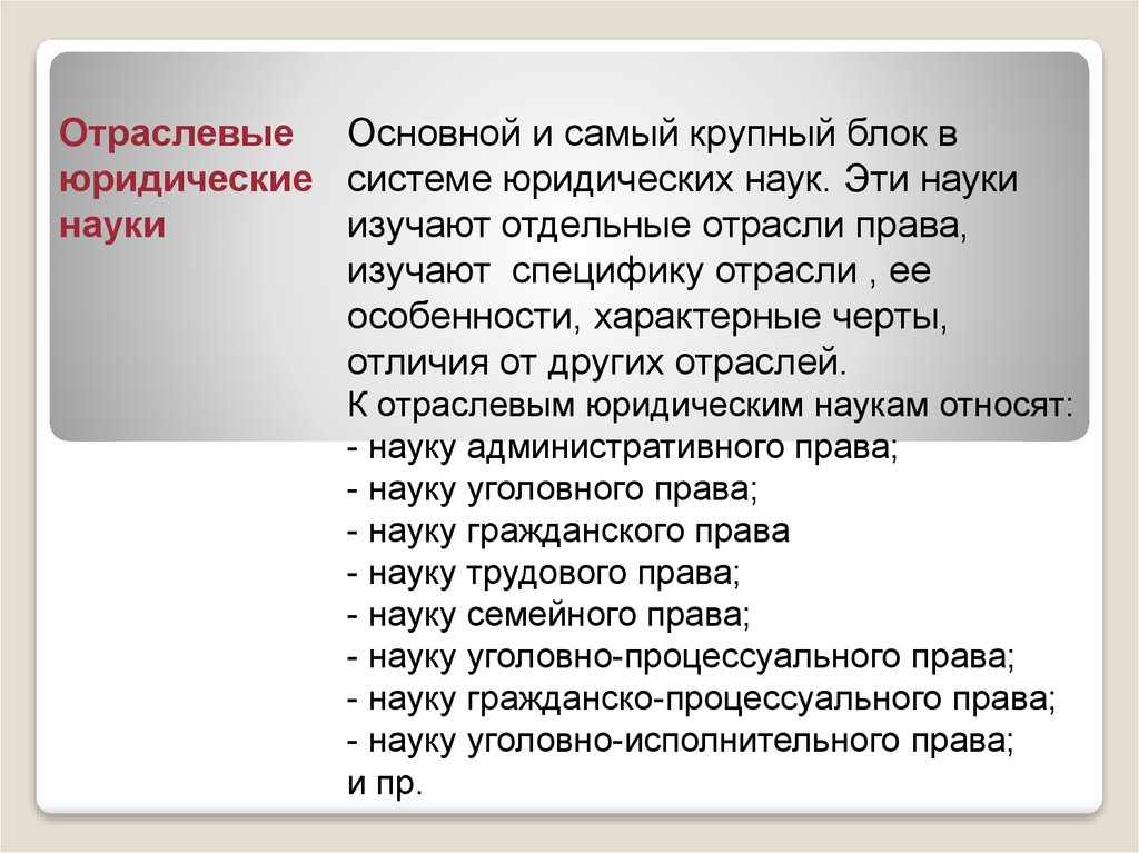 Отраслевые юридические науки. Отраслевые юридические науки изучают. Науки которые изучают право. Характерные черты теории государства и права как науки. Семейное право как отрасль права наука и учебная дисциплина.