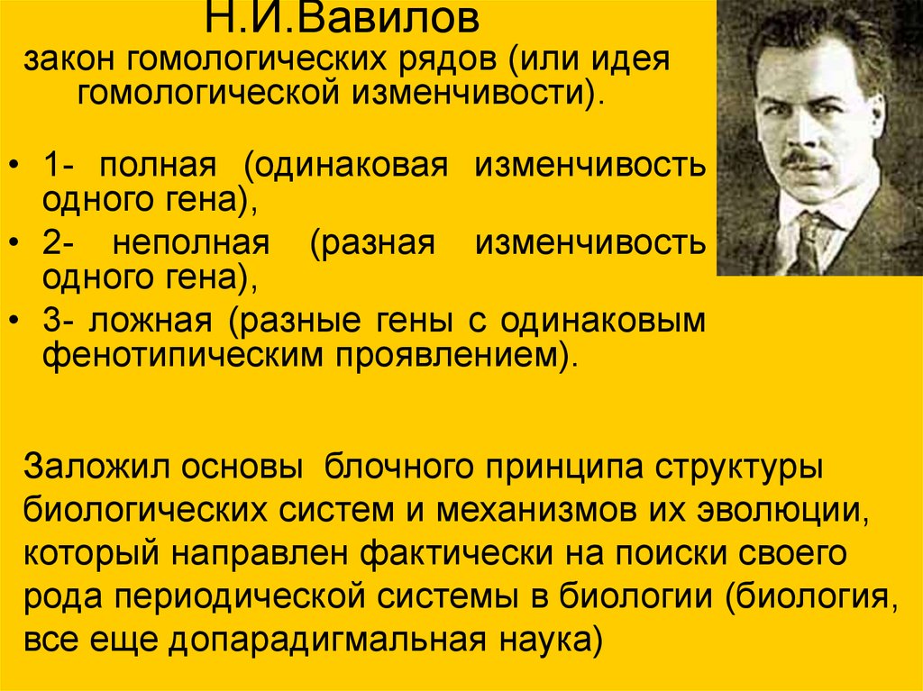 Закон вавилова о гомологических рядах наследственной изменчивости презентация