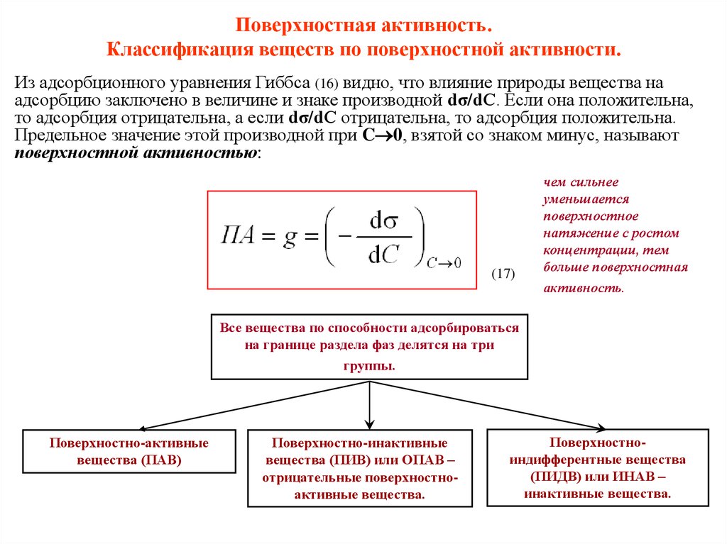 Поверхностная активность. Поверхностная активность пав формула. Формула для расчета поверхностной активности. Что называется поверхностной активностью?. Поверхностная активность вещества g рассчитывается по формуле.