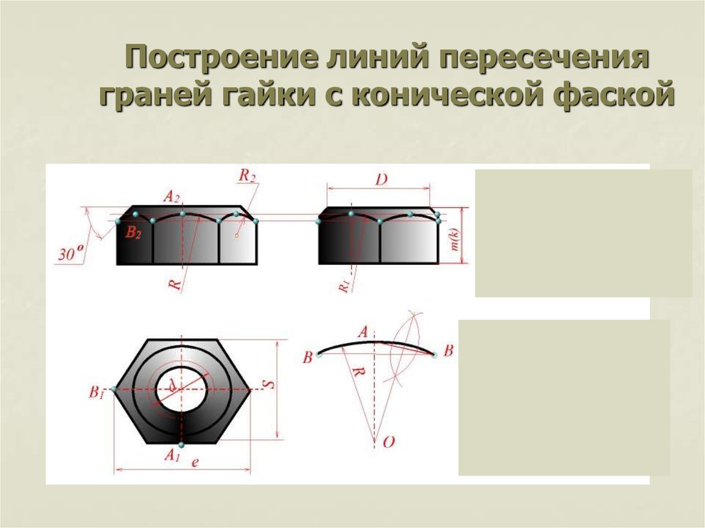 Построение гайки на чертеже