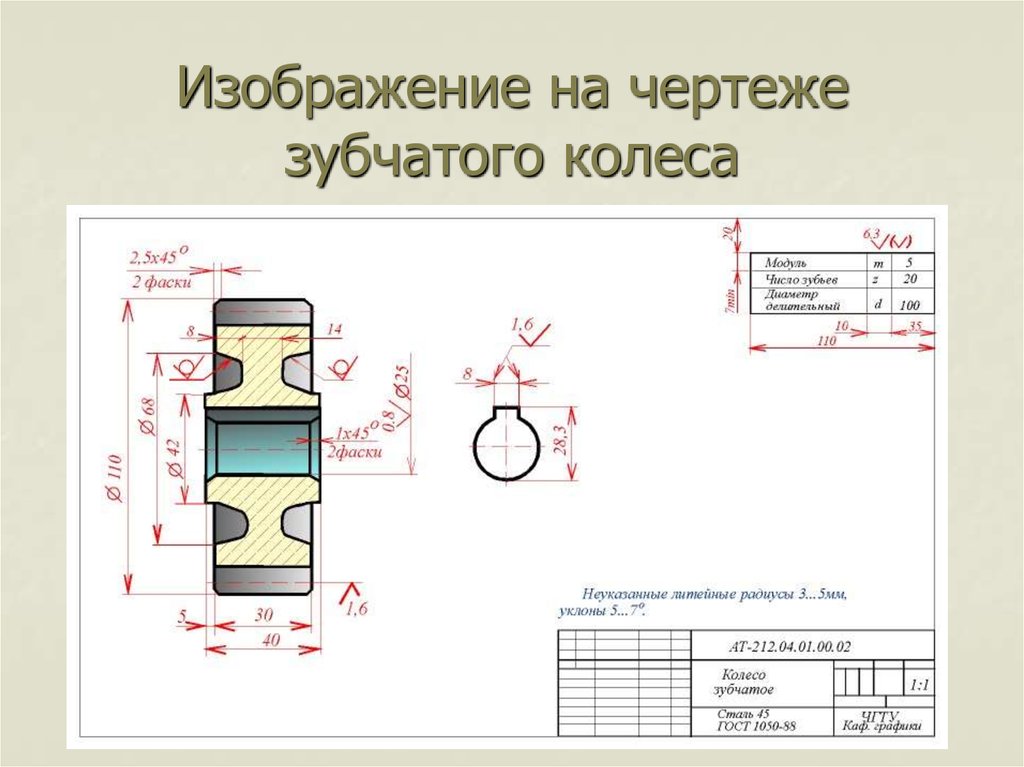 Зубья на чертеже