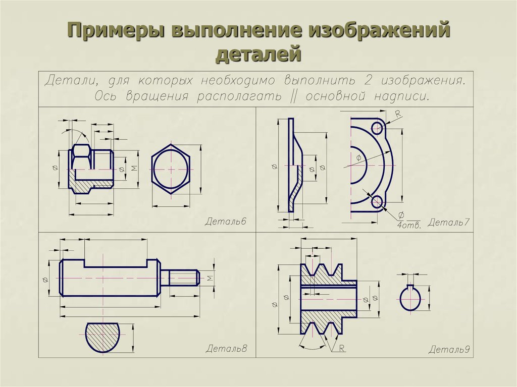 Изображение деталей на рабочих чертежах