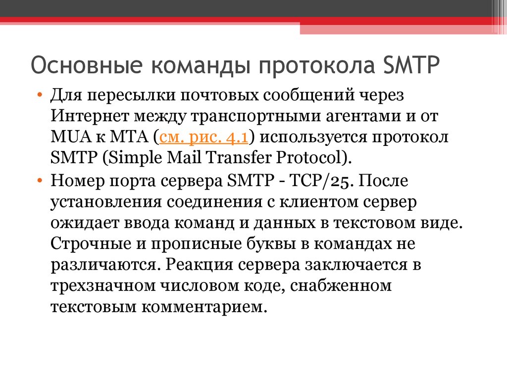 Основные команды протокола SMTP