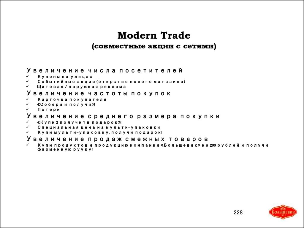 Modern Trade (совместные акции с сетями)
