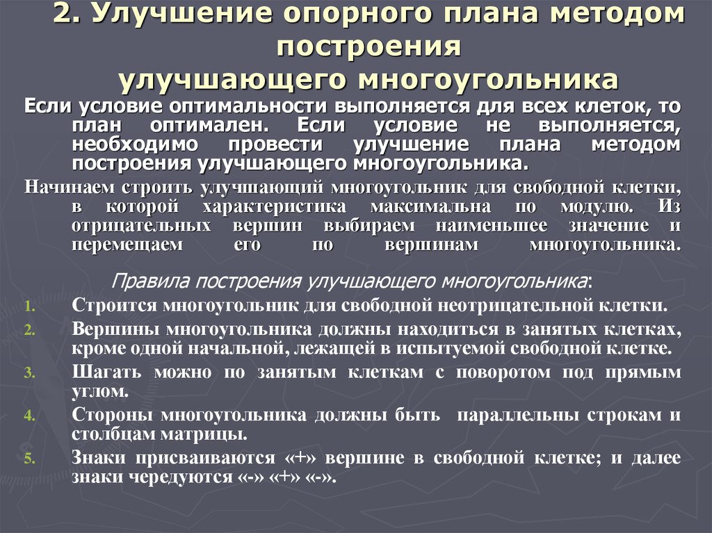 Построение исходного опорного плана в м методе