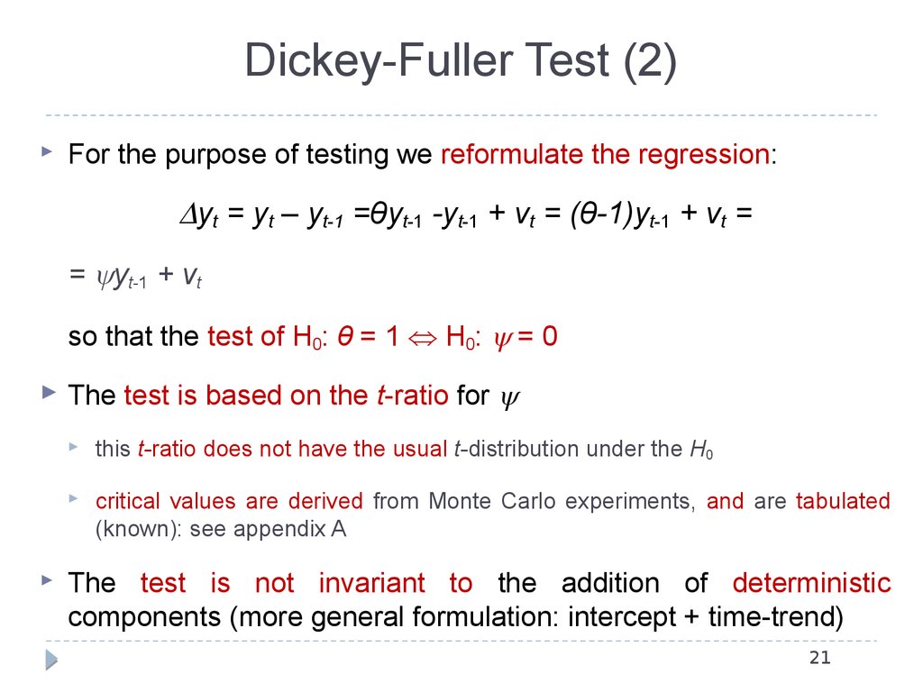 Dickey-Fuller Test (2)