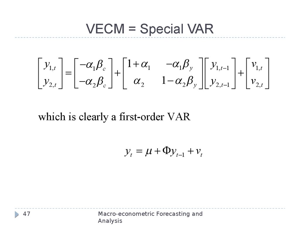 VECM = Special VAR