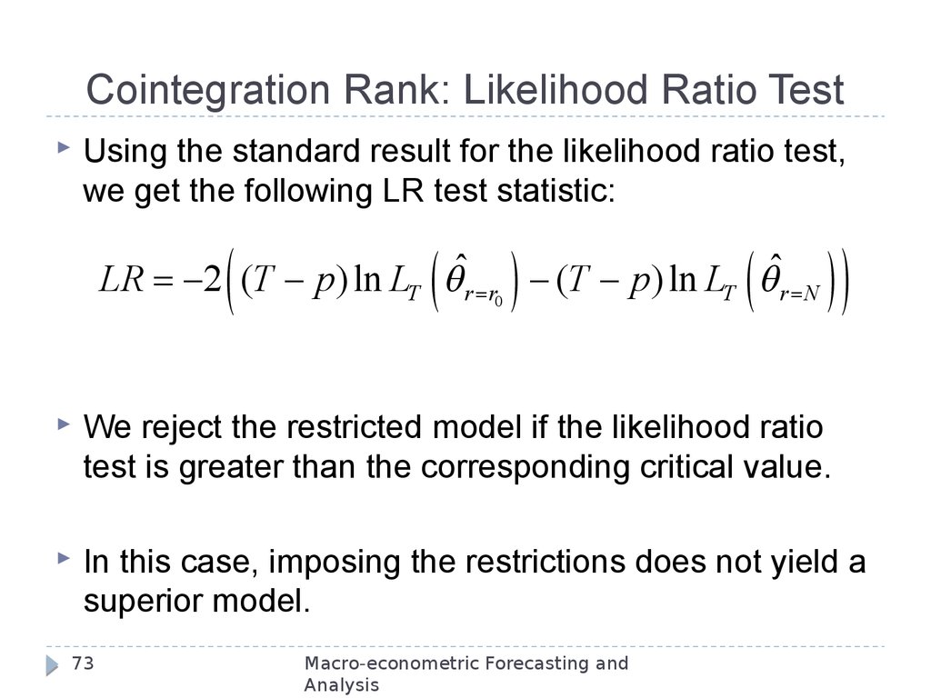 Cointegration Rank: Likelihood Ratio Test