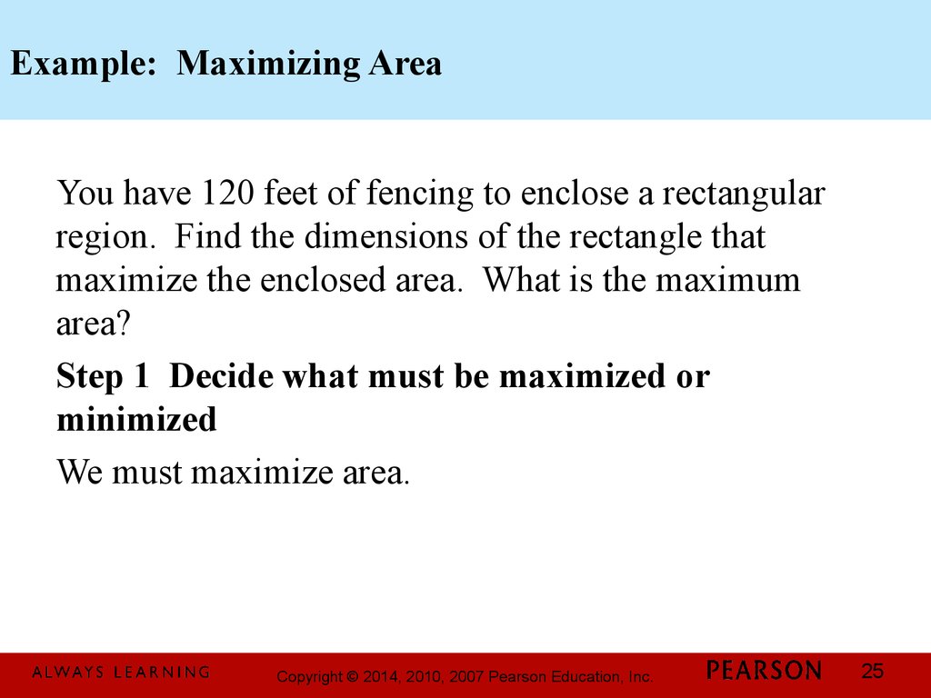 Example: Maximizing Area