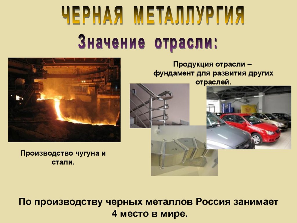 Черная металлургия включает в себя производство