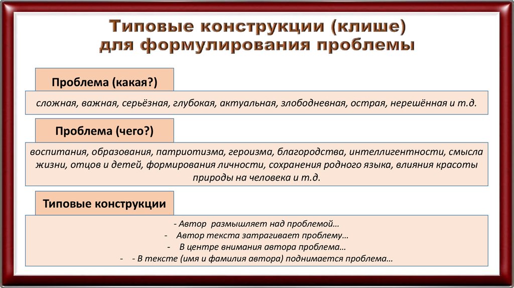 Сочинение егэ клише презентация