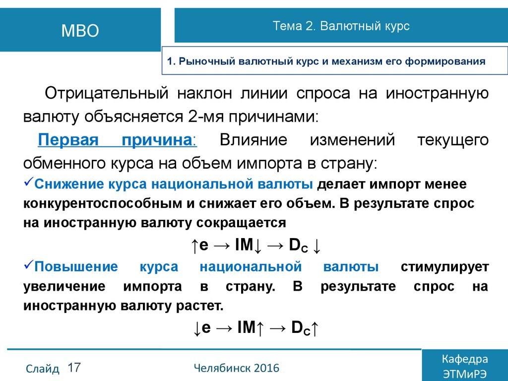 Влияние изменений курсов иностранных валют