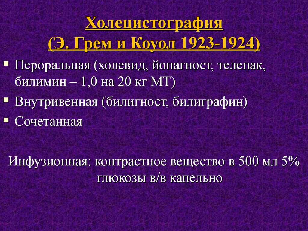 План подготовки к холецистографии