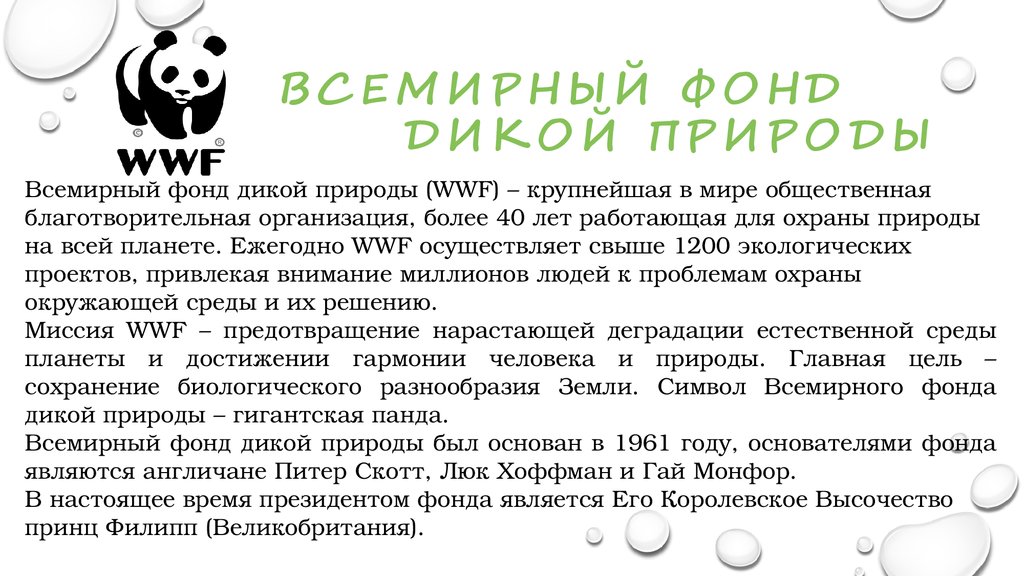 Фонд охраны животных. Всемирный фонд дикой природы WWF. Всемирный фонд дикой природы основные направления деятельности. Всемирный фонд охраны дикой природы доклад. Международные экологические организации WWF.