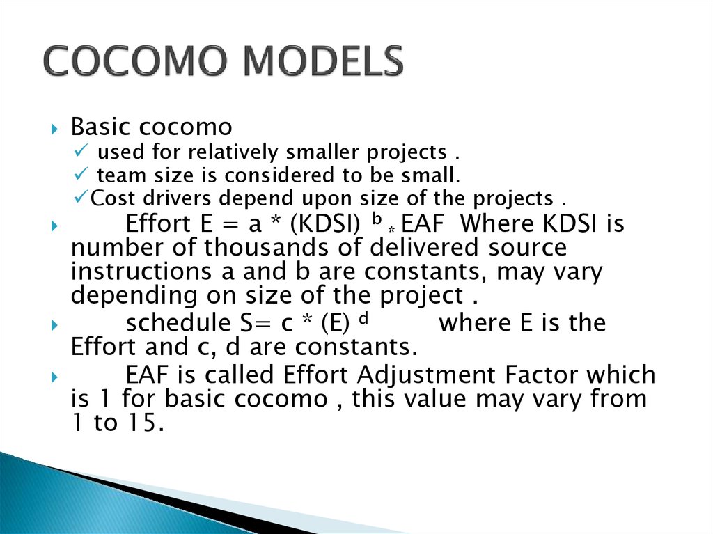 cocomo model in software engineering ppt