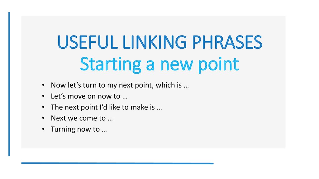 Linking phrases for powerful presentation - online presentation