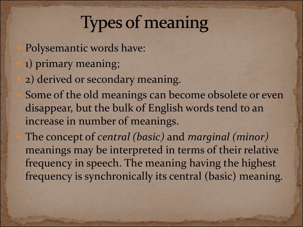 Types of meaning.