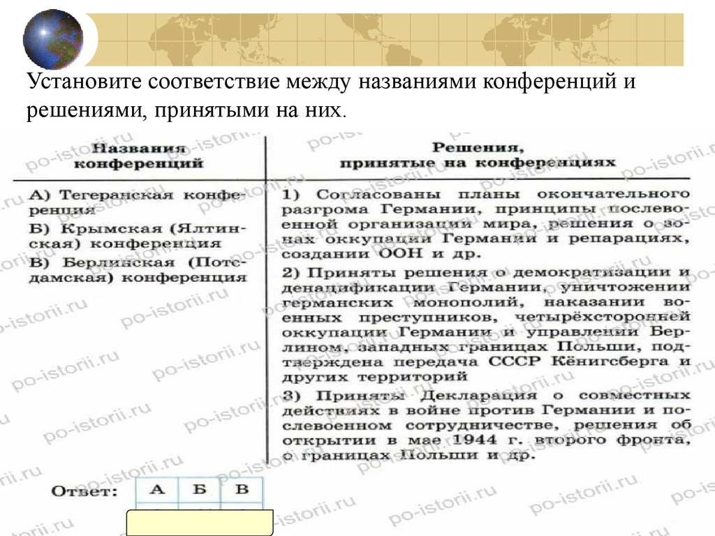 На какой конференции были согласованы планы окончательного разгрома германии