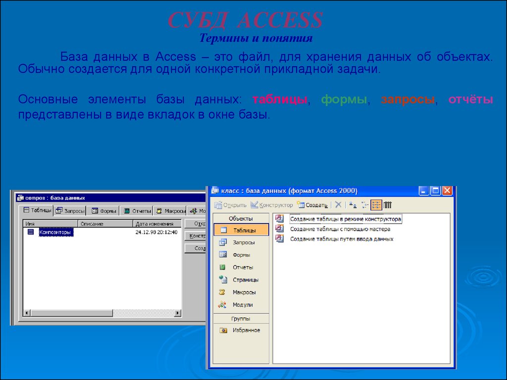 База элемент. Элементы базы в СУБД. Для хранения данных в СУБД access. В файле базы данных хранится. Объект базы данных «запрос» создается для.