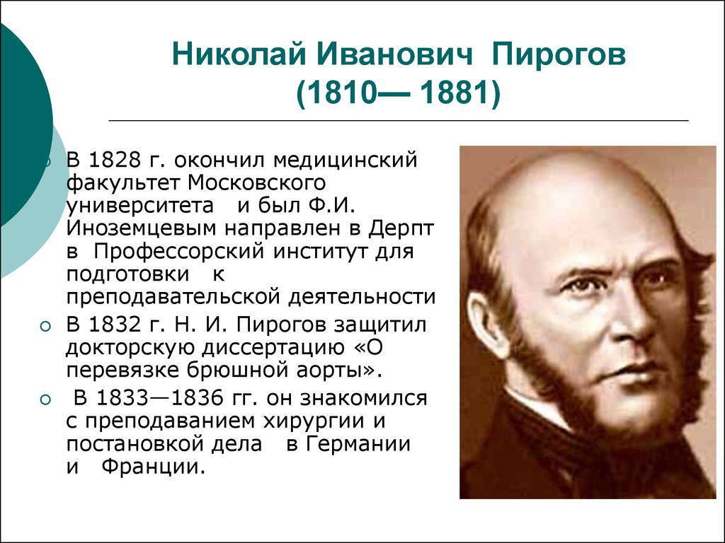 Пирогов и его роль в отечественной хирургии