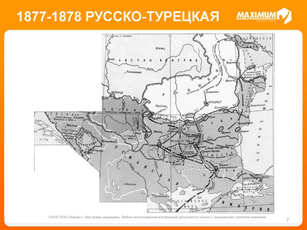 Контурная карта по истории русско турецкая война