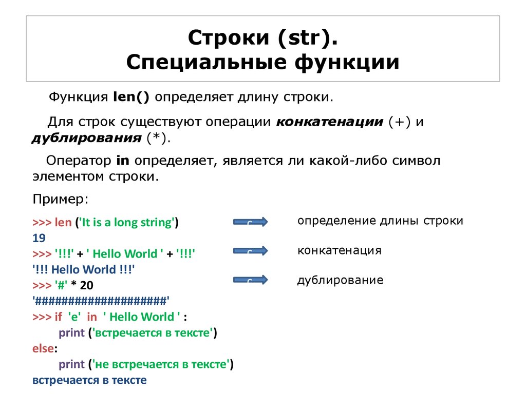 Программа len. Строковые операторы. Строка пример. Функция определяет длину строки. Строковые элементы.