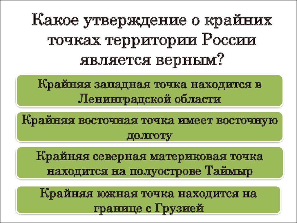 Какое утверждение географического положения верно