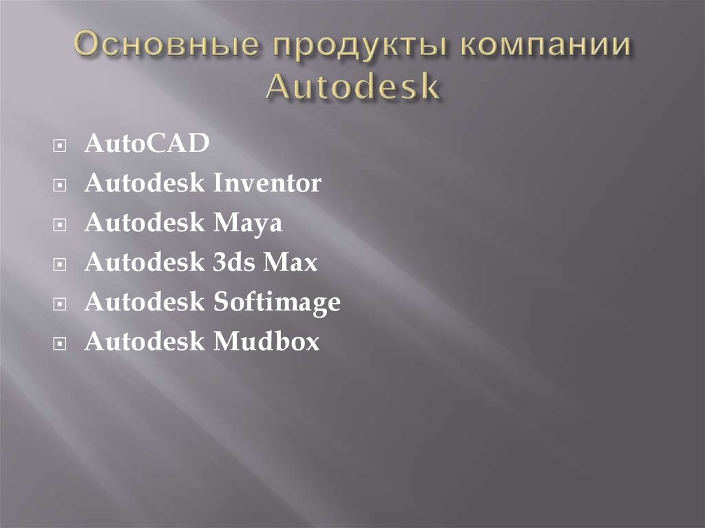 Основные продукты компании Autodesk